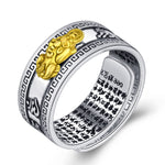 Anillo Ajustable de Feng Shui Pixiu con Mantra Budista para Atraer la Riqueza y Suerte